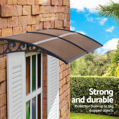 Instahut Window Door Awning 0.8mx2m Brown
