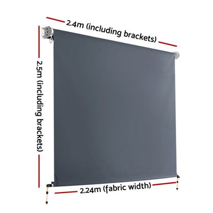 Instahut 2.4X2.5M Outdoor Blinds Awning Roll Down Canopy Retractable Outdoor Blinds Window Shade Grey