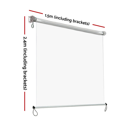 Instahut 1.5X2.4M Outdoor Blinds Clear Roll Down Awning Retractable Outdoor Blinds Water Wind Proof Transparent