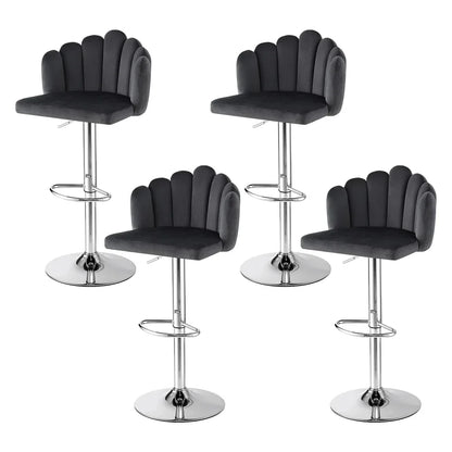 Artiss Bar Stool X4 Kitchen Dining Counter Gaslift Chair Adjustable Velvet Grey - Mekamart Australia