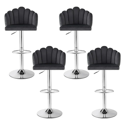 Artiss Bar Stool X4 Kitchen Dining Counter Gaslift Chair Adjustable Velvet Grey - Mekamart Australia