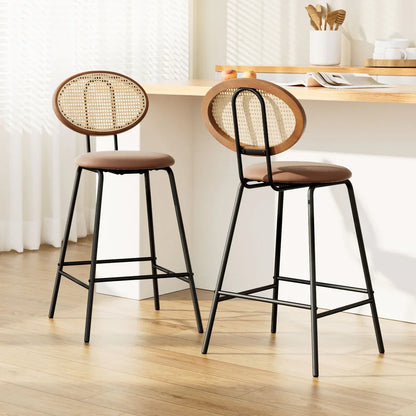 Artiss 2x Bar Stools PU Leather Stools Brown - Mekamart Australia