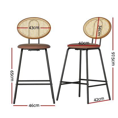 Artiss 2x Bar Stools PU Leather Stools Brown - Mekamart Australia
