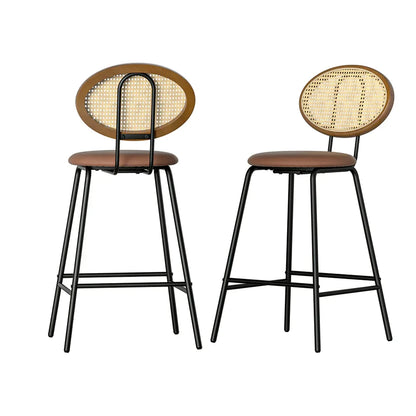 Artiss 2x Bar Stools PU Leather Stools Brown - Mekamart Australia
