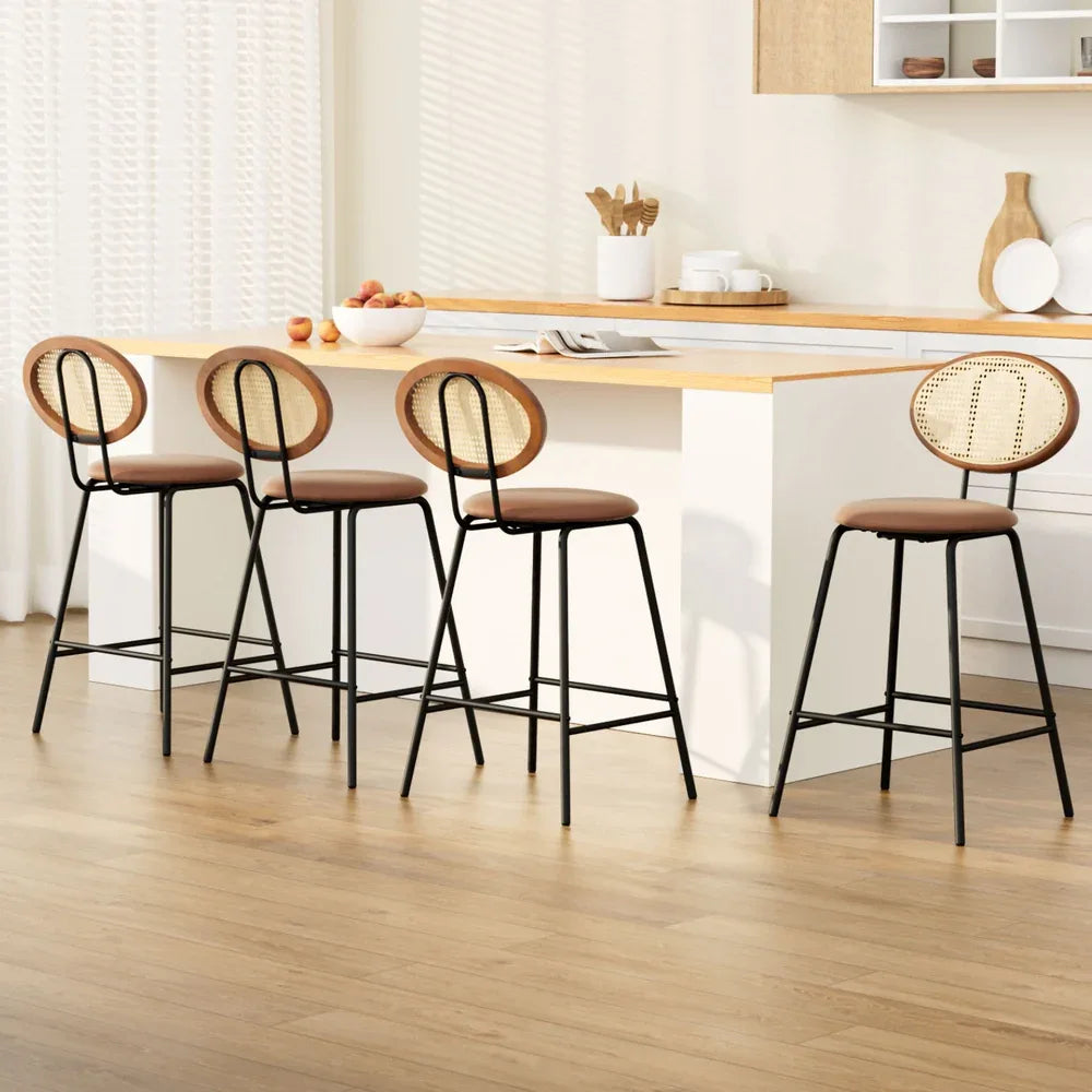 Artiss 4x Bar Stools PU Leather Stools Brown - Mekamart Australia