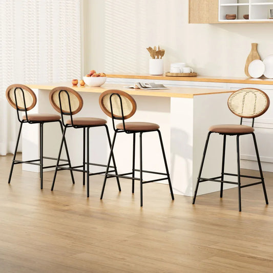 Artiss 4x Bar Stools PU Leather Stools Brown - Mekamart Australia