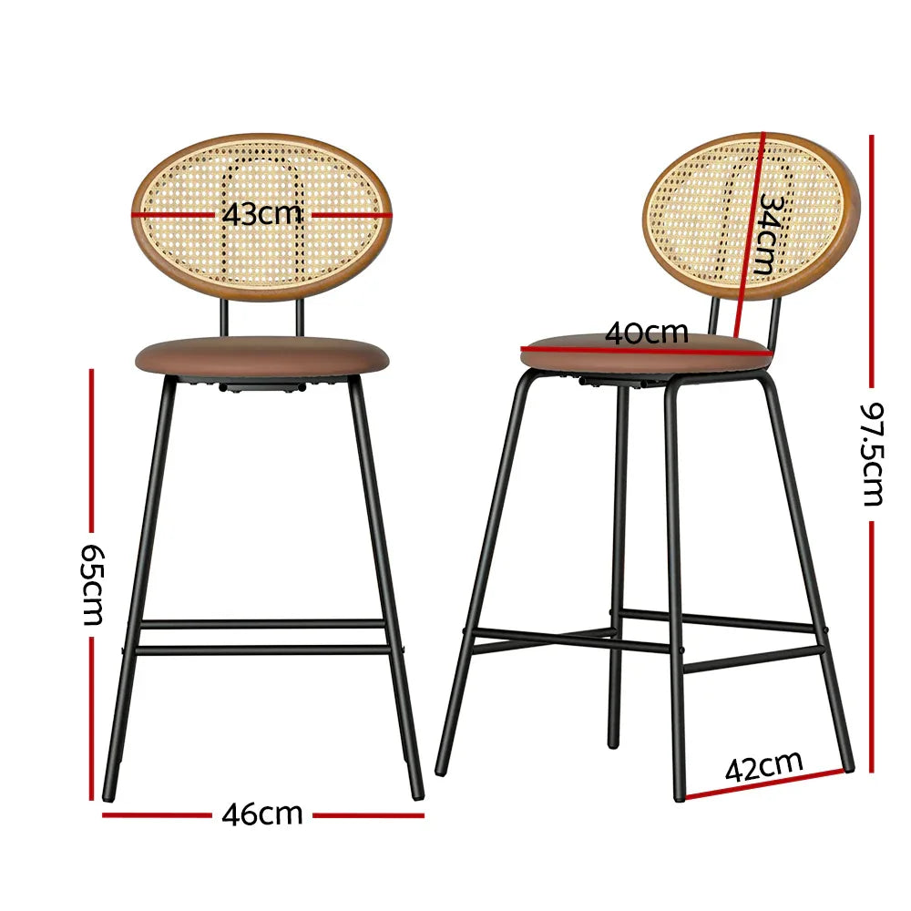 Artiss 4x Bar Stools PU Leather Stools Brown - Mekamart Australia
