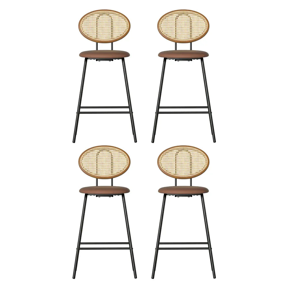 Artiss 4x Bar Stools PU Leather Stools Brown - Mekamart Australia