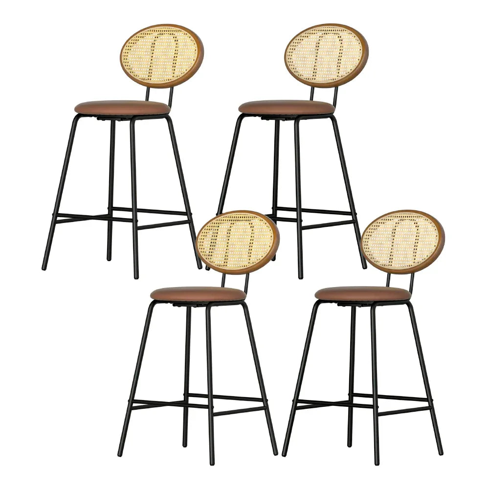 Artiss 4x Bar Stools PU Leather Stools Brown - Mekamart Australia