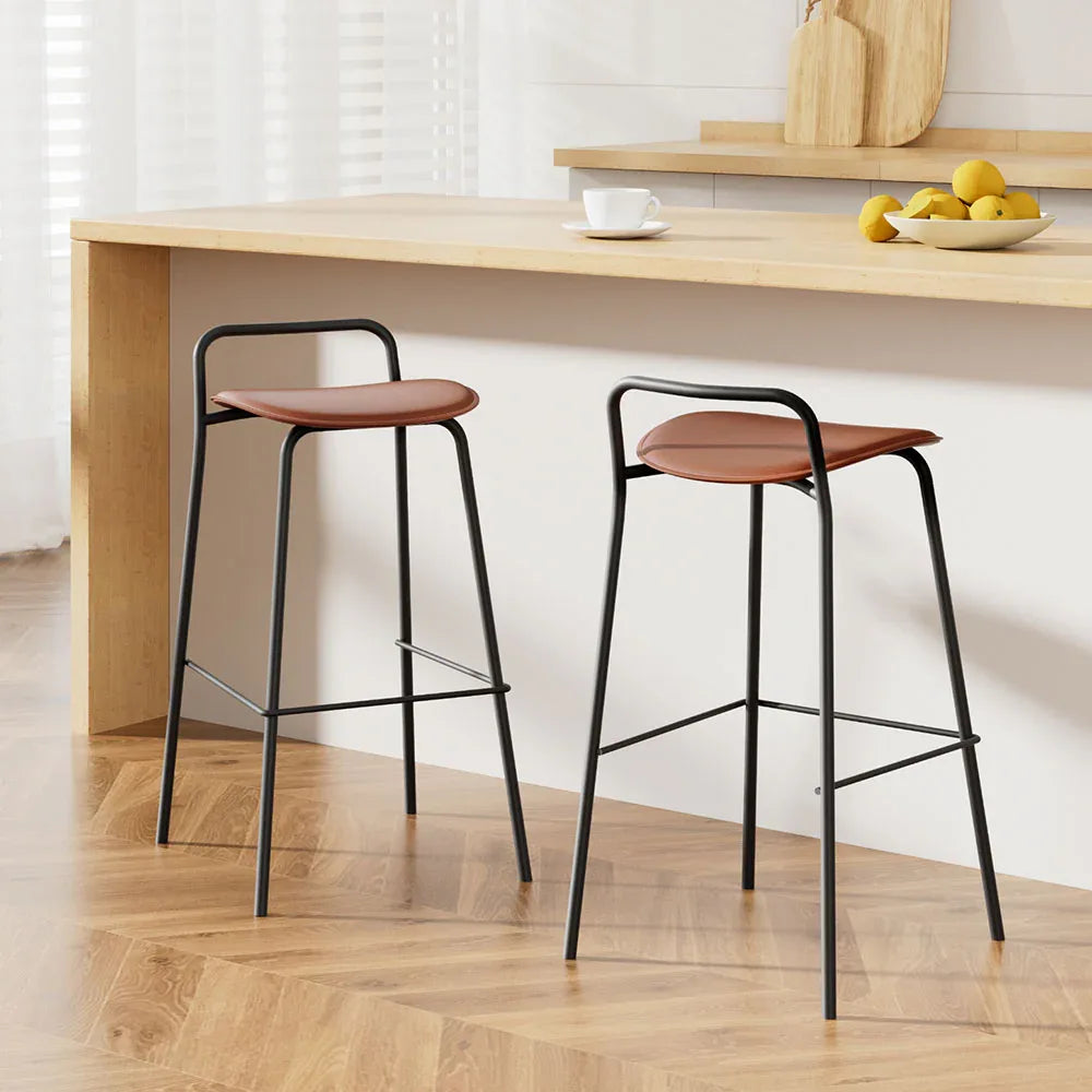 2x Artiss Bar Stools Kitchen Counter Stools Metal Brown - Mekamart Australia