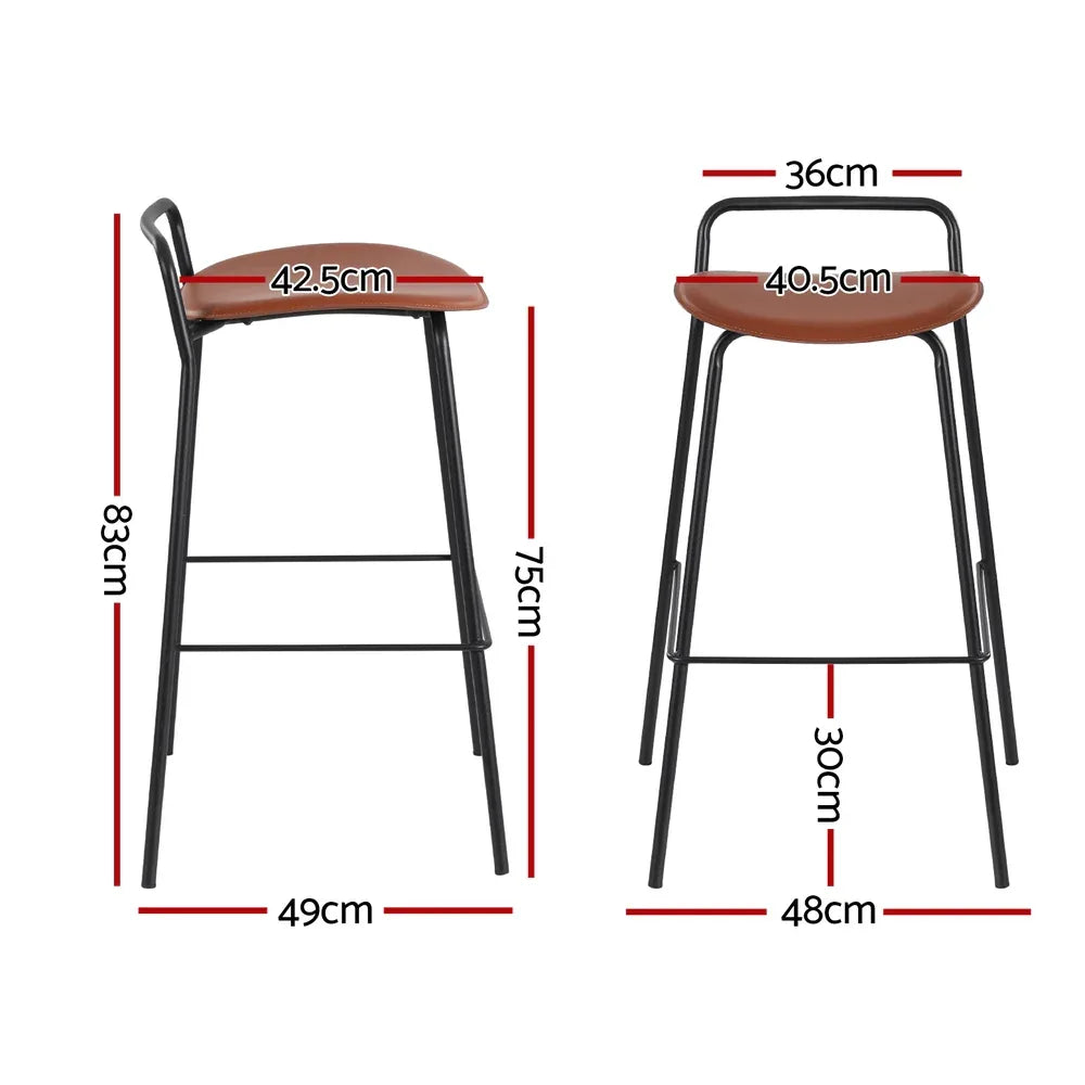2x Artiss Bar Stools Kitchen Counter Stools Metal Brown - Mekamart Australia