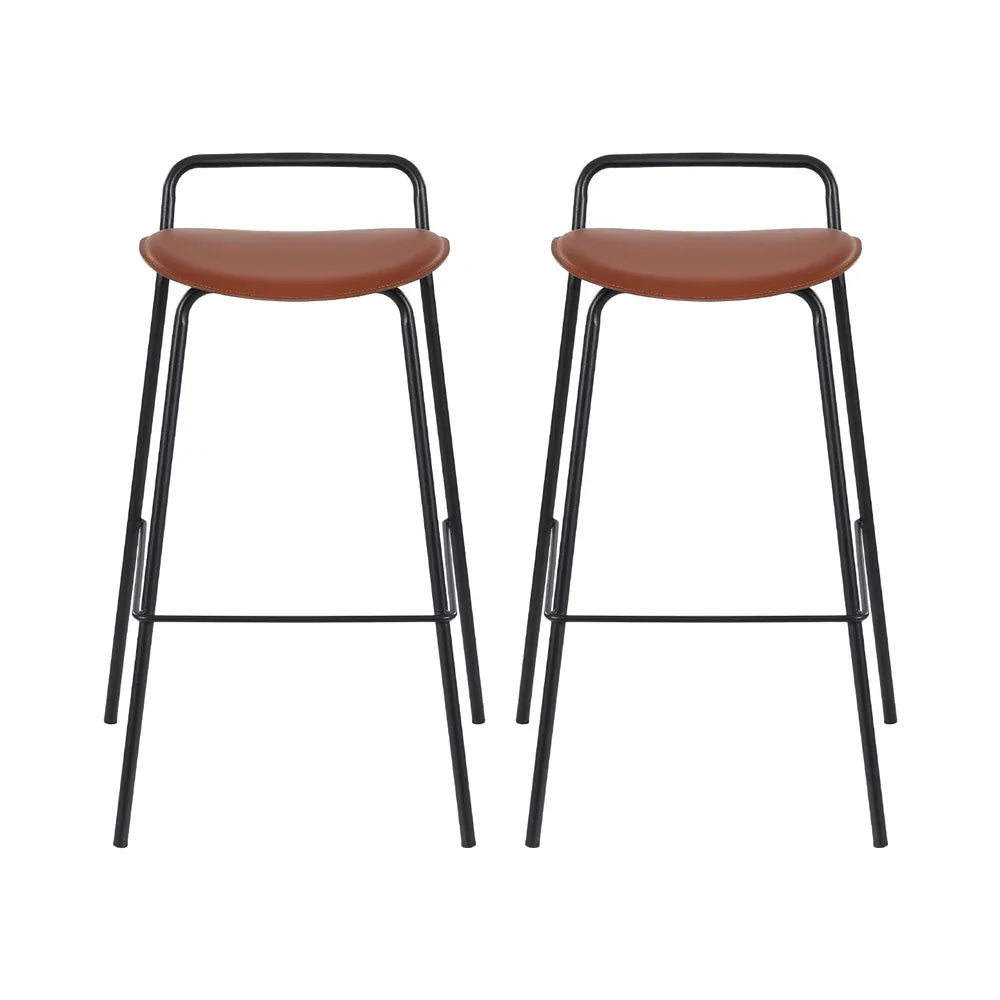 2x Artiss Bar Stools Kitchen Counter Stools Metal Brown - Mekamart Australia