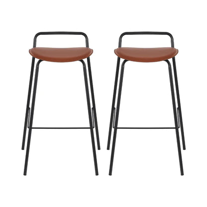 2x Artiss Bar Stools Kitchen Counter Stools Metal Brown - Mekamart Australia