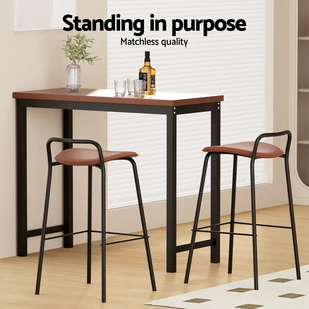 2x Artiss Bar Stools Kitchen Counter Stools Metal Brown - Mekamart Australia