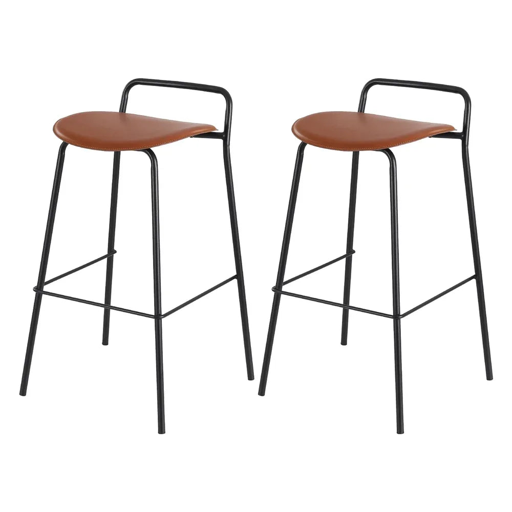 2x Artiss Bar Stools Kitchen Counter Stools Metal Brown - Mekamart Australia