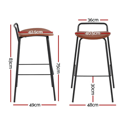 4x Artiss Bar Stools Kitchen Counter Dining Chair Metal Brown - Mekamart Australia