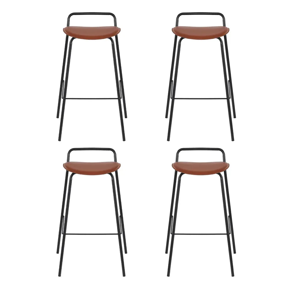 4x Artiss Bar Stools Kitchen Counter Dining Chair Metal Brown - Mekamart Australia