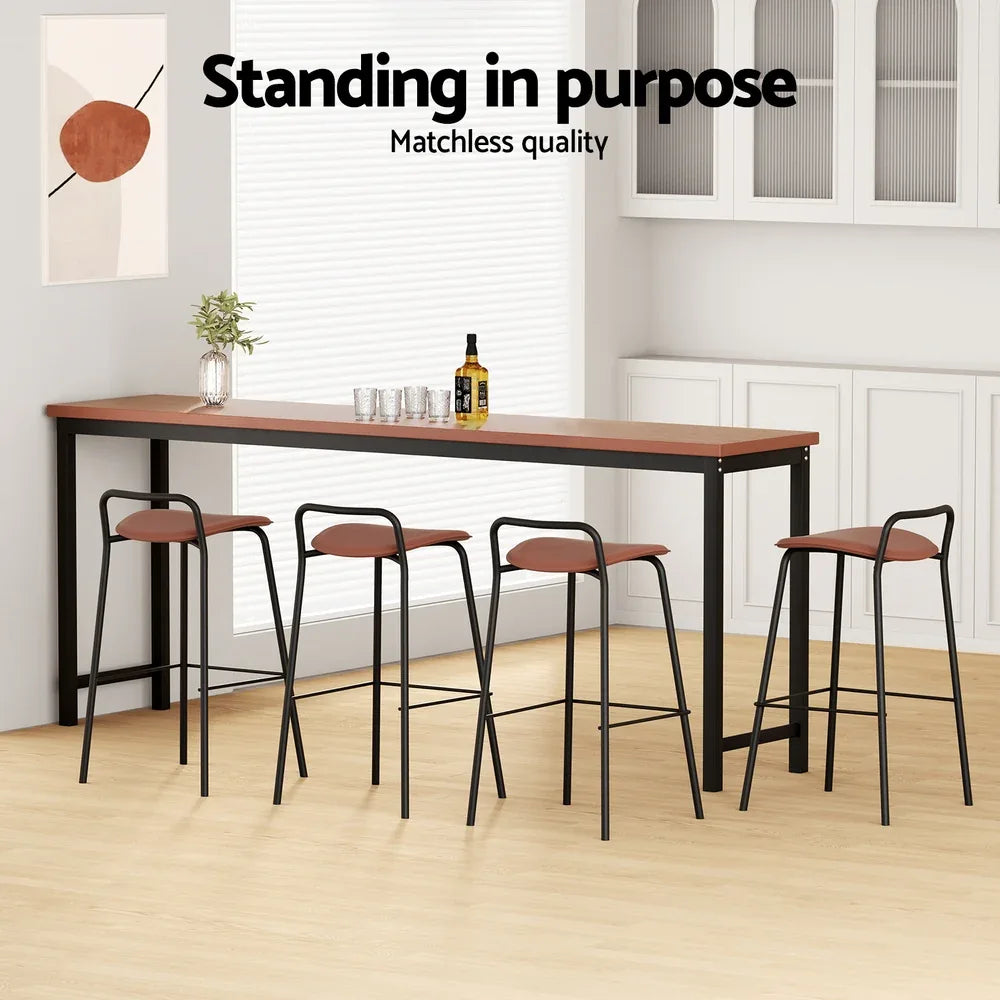 4x Artiss Bar Stools Kitchen Counter Dining Chair Metal Brown - Mekamart Australia