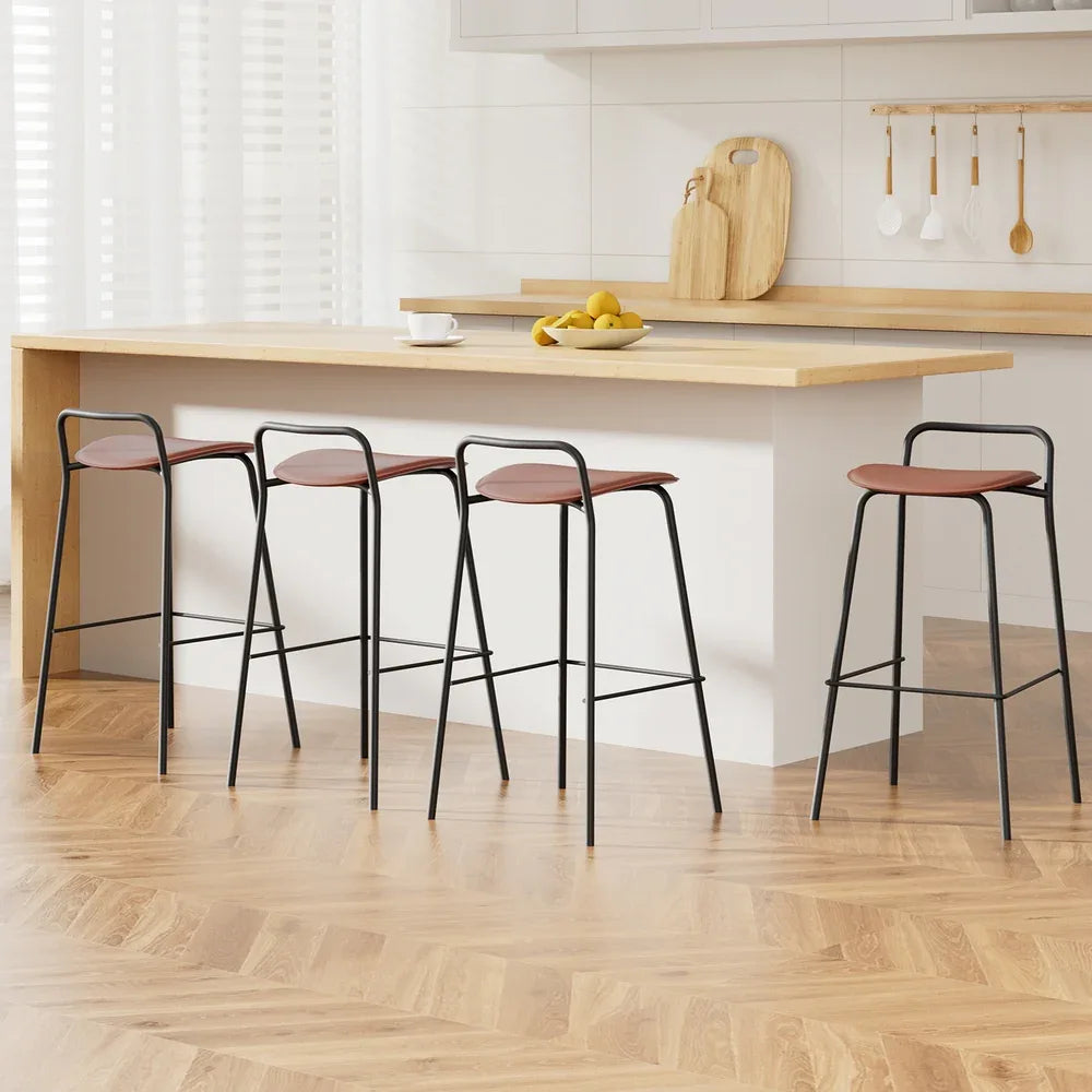 4x Artiss Bar Stools Kitchen Counter Dining Chair Metal Brown - Mekamart Australia