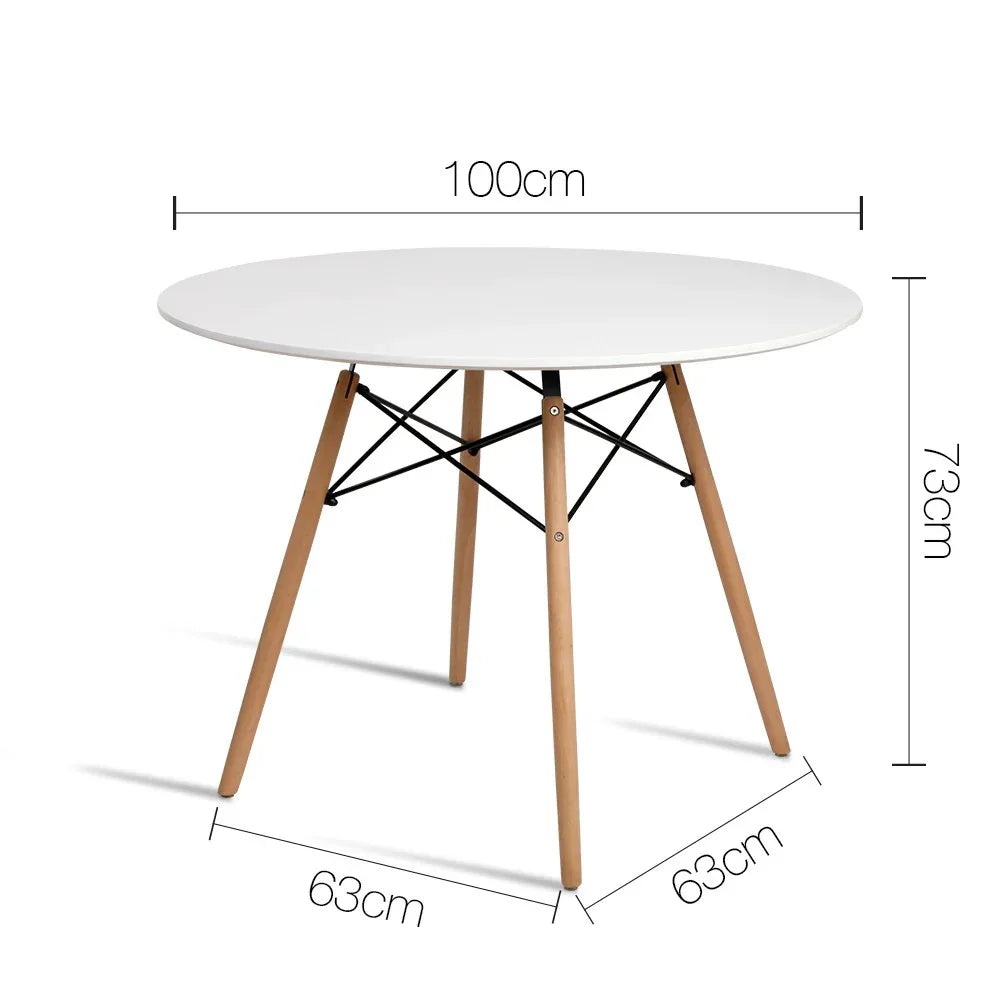 Artiss Dining Table Round White 4 Seater 100CM - Mekamart Australia
