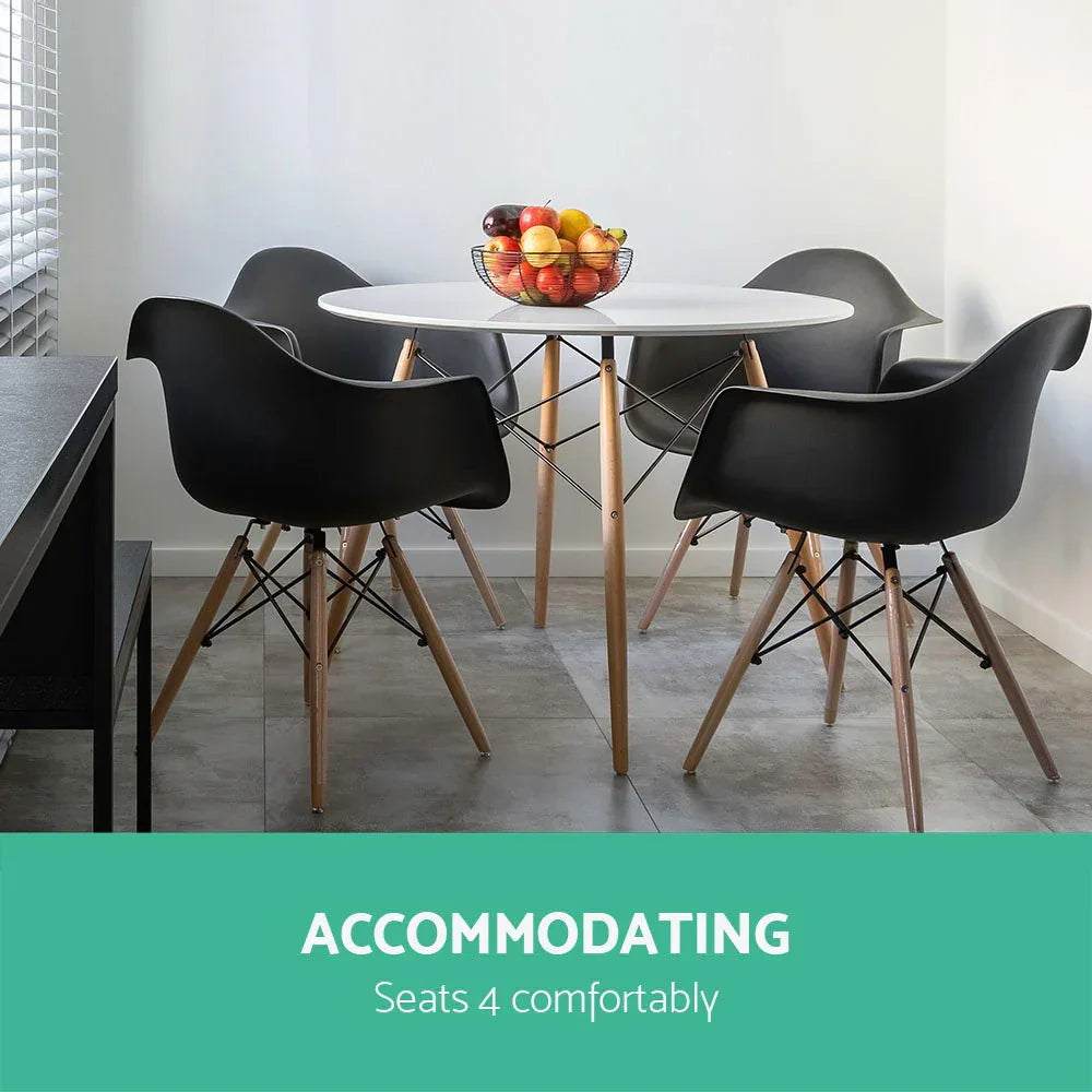 Artiss Dining Table Round White 4 Seater 100CM - Mekamart Australia