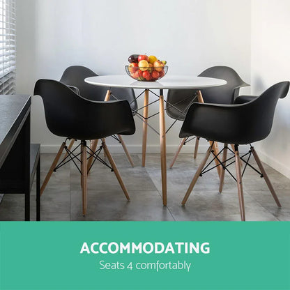 Artiss Dining Table Round White 4 Seater 100CM - Mekamart Australia
