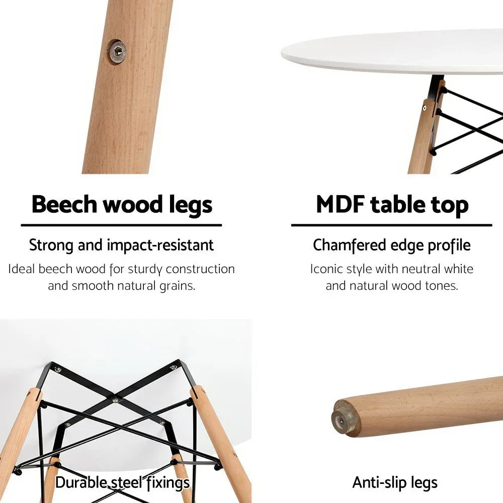 Artiss Dining Table Round White 4 Seater 100CM - Mekamart Australia