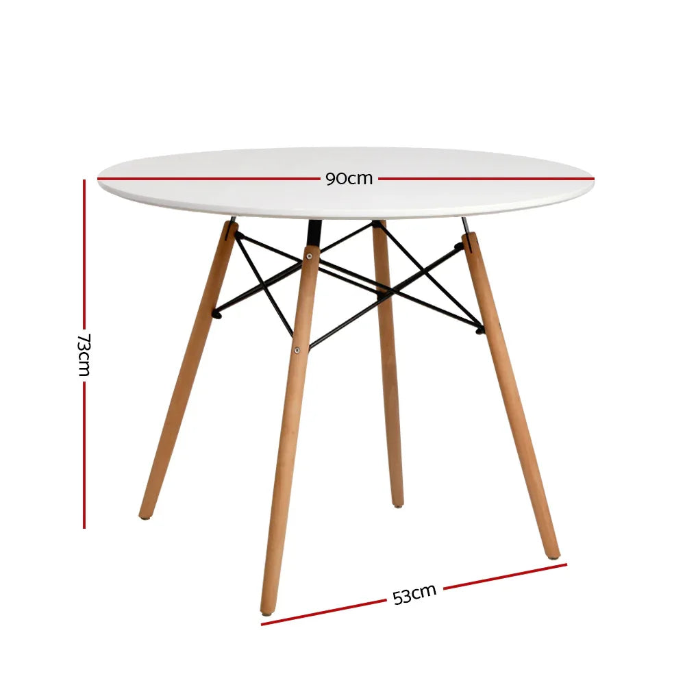 Artiss Dining Table Round White 4 Seater 90CM - Mekamart Australia