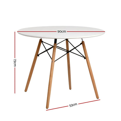 Artiss Dining Table Round White 4 Seater 90CM - Mekamart Australia