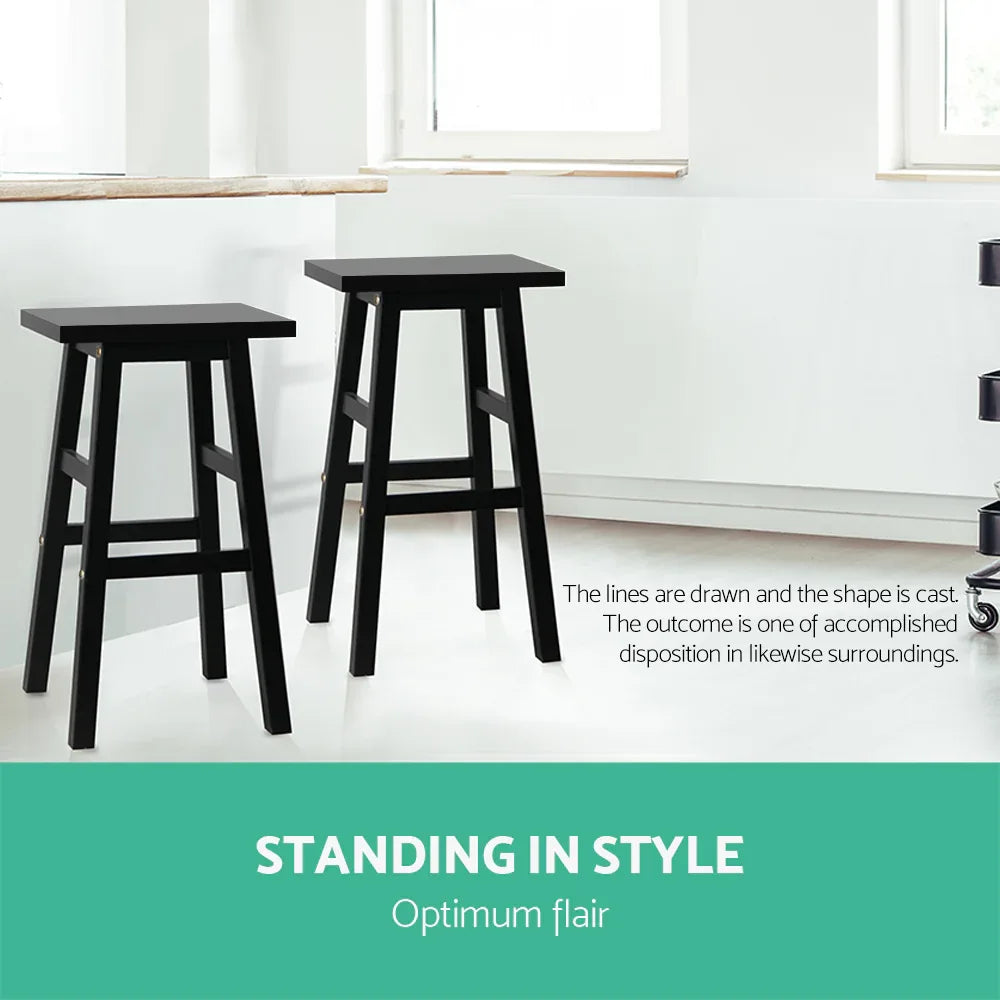 Artiss Bar Stools Kitchen Counter Stools Wooden Chairs Black x2 - Mekamart Australia