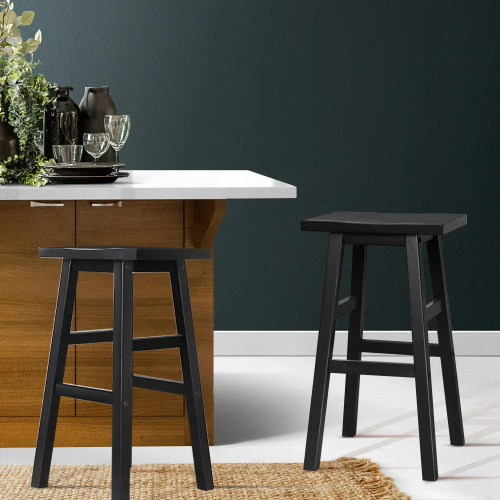 Artiss Bar Stools Kitchen Counter Stools Wooden Chairs Black x2 - Mekamart Australia