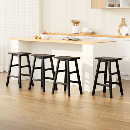 Artiss Bar Stools Kitchen Counter Stools Wooden Chairs Black x4 - Mekamart Australia