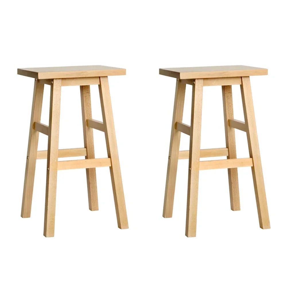 Artiss Bar Stools Kitchen Counter Stools Wooden Chairs Natural x2 - Mekamart Australia