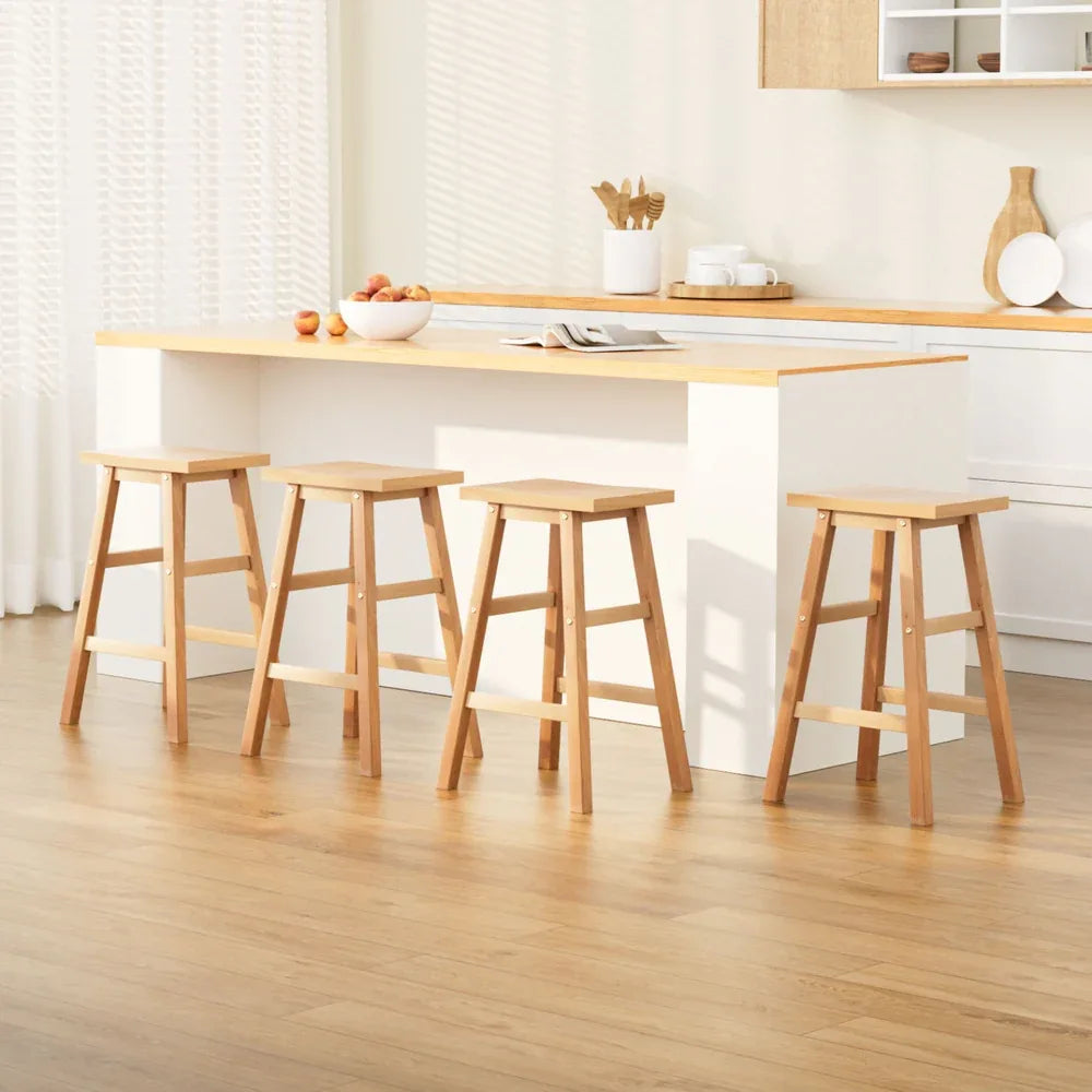 Artiss 4x Bar Stools Kitchen Chairs Wooden Nature - Mekamart Australia