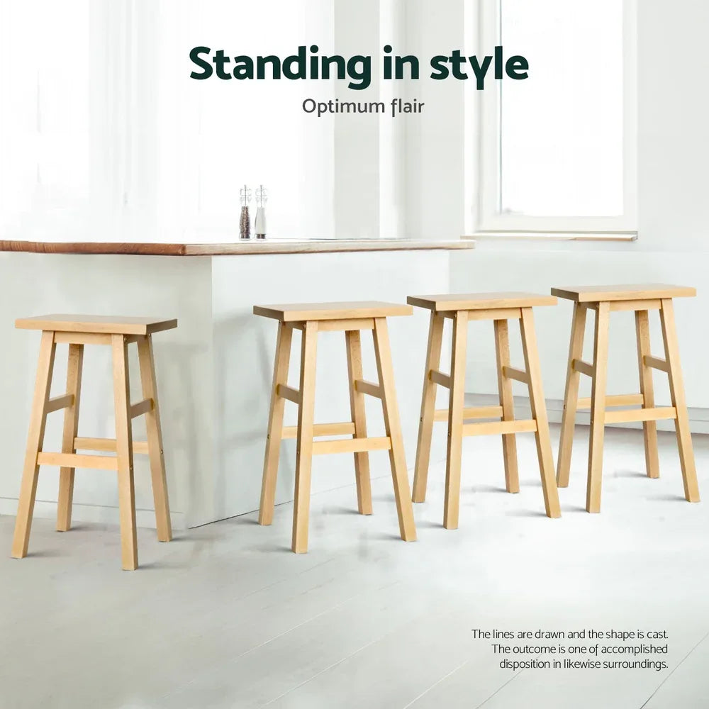 Artiss 4x Bar Stools Kitchen Chairs Wooden Nature - Mekamart Australia