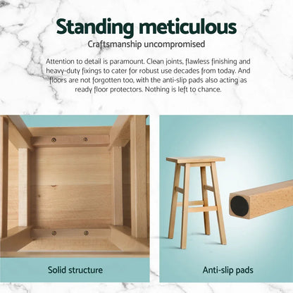 Artiss 4x Bar Stools Kitchen Chairs Wooden Nature - Mekamart Australia