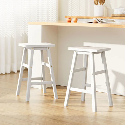 Artiss Bar Stools Kitchen Counter Stools Wooden Chairs White x2 - Mekamart Australia