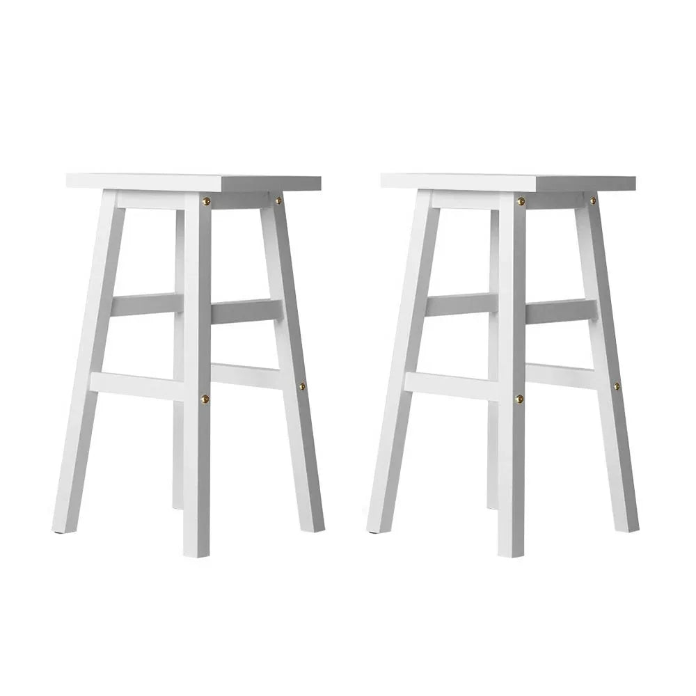 Artiss Bar Stools Kitchen Counter Stools Wooden Chairs White x2 - Mekamart Australia