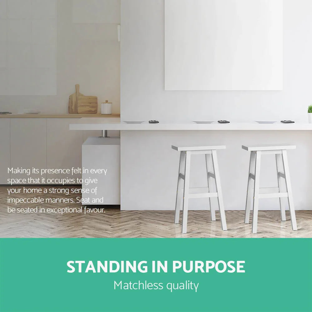 Artiss Bar Stools Kitchen Counter Stools Wooden Chairs White x2 - Mekamart Australia
