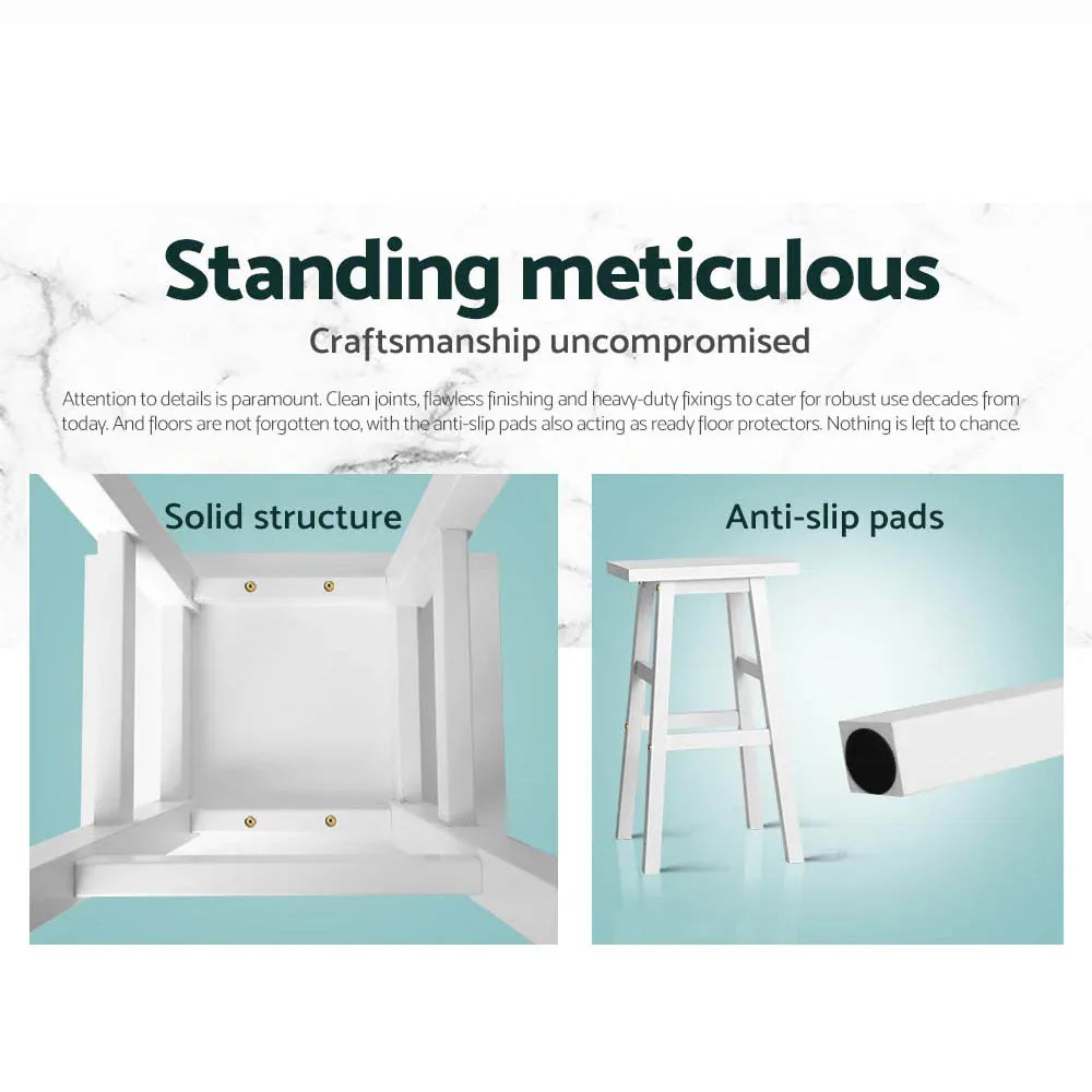 Artiss Bar Stools Kitchen Counter Stools Wooden Chairs White x2 - Mekamart Australia