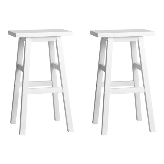 Artiss Bar Stools Kitchen Counter Stools Wooden Chairs White x2 - Mekamart Australia