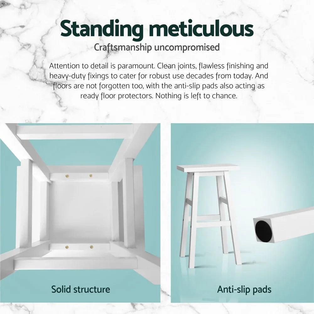 Artiss 4x Bar Stools Kitchen Chairs Wooden White - Mekamart Australia