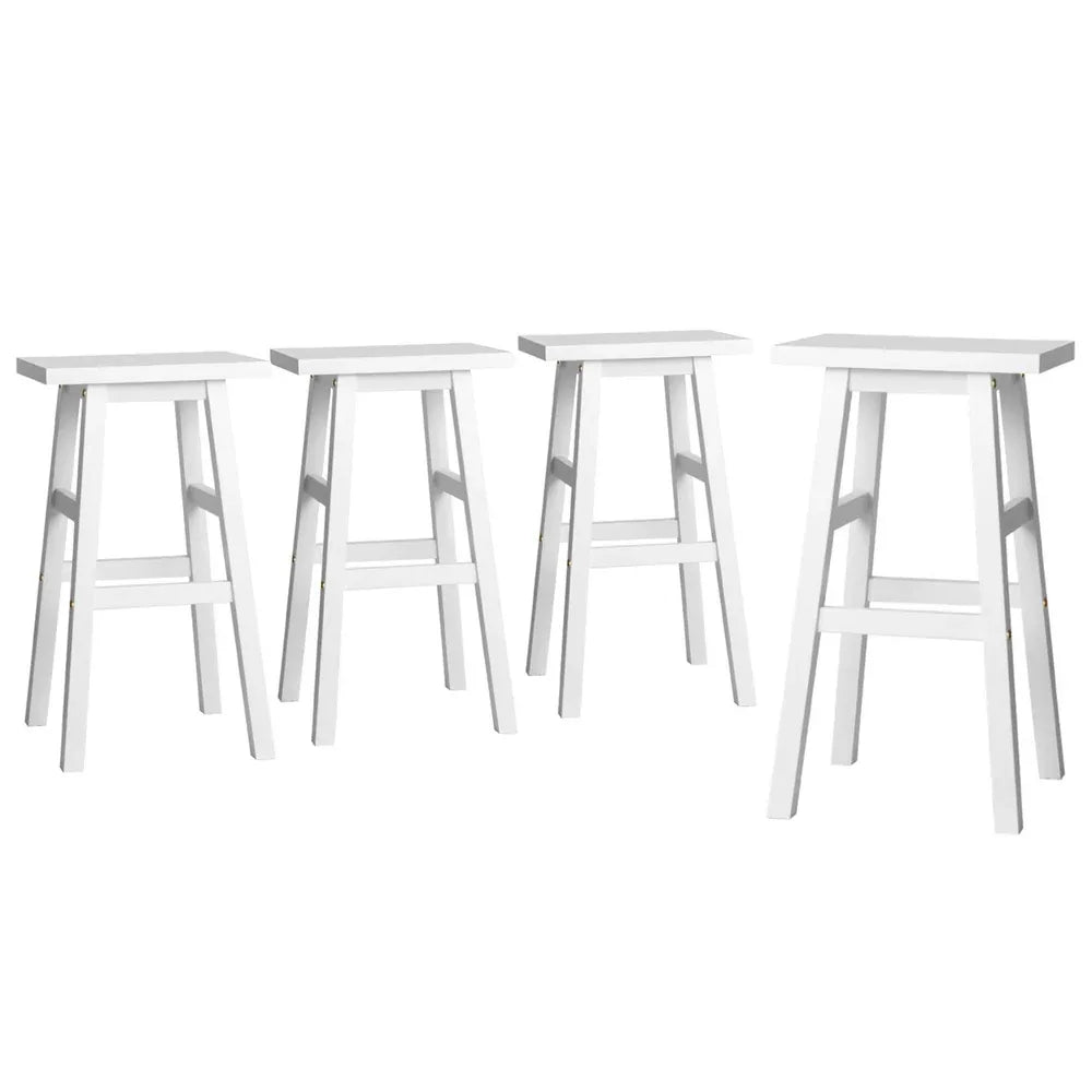 Artiss 4x Bar Stools Kitchen Chairs Wooden White - Mekamart Australia
