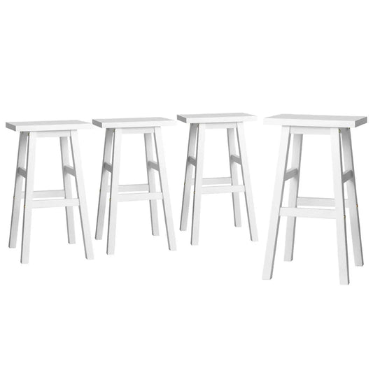 Artiss 4x Bar Stools Kitchen Chairs Wooden White - Mekamart Australia