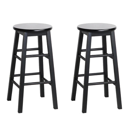 Artiss 2x Bar Stools Round Chairs Wooden Black - Mekamart Australia