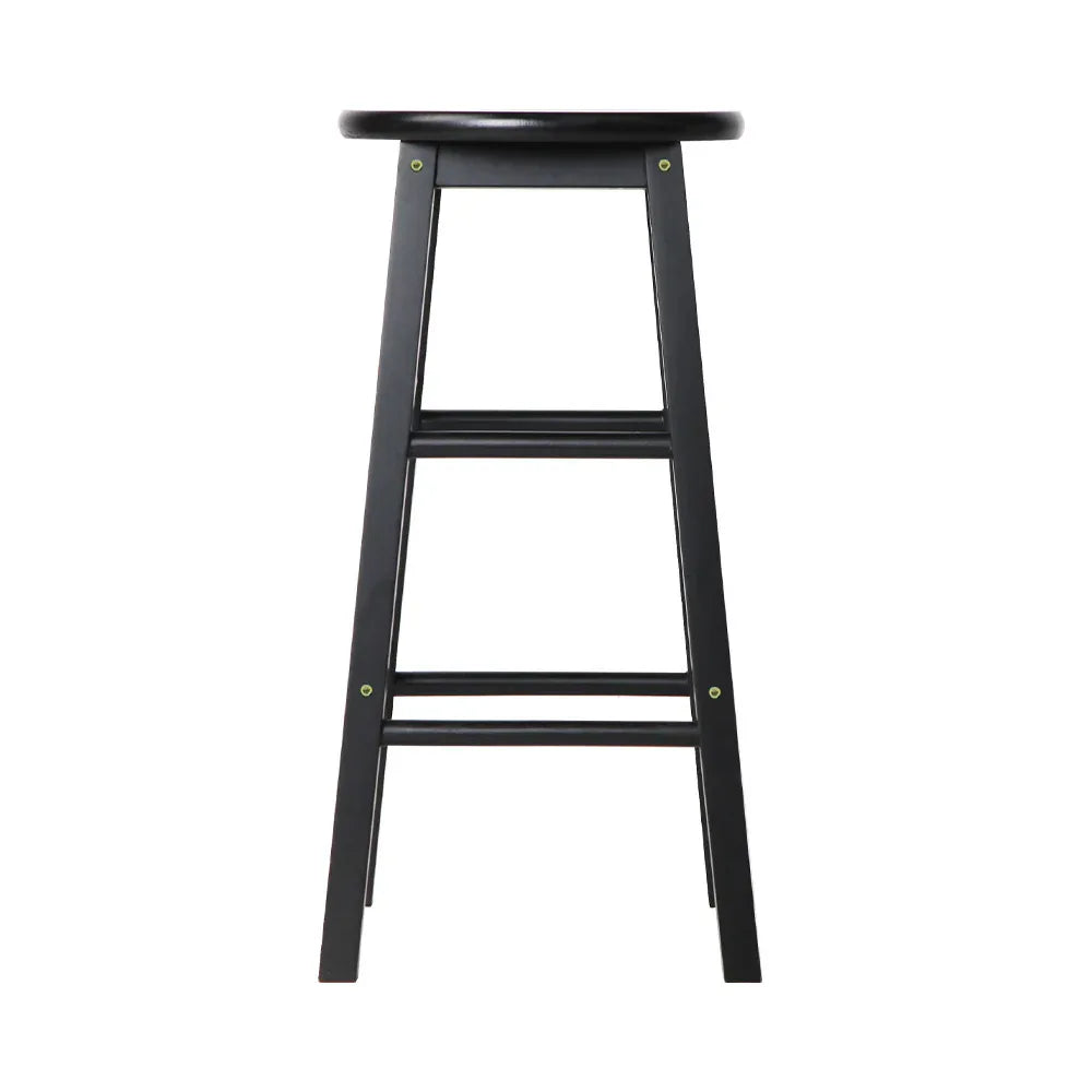 Artiss 2x Bar Stools Round Chairs Wooden Black - Mekamart Australia