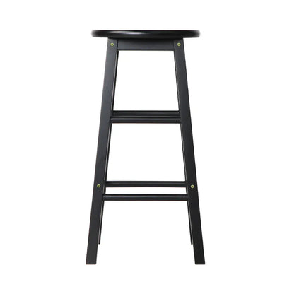 Artiss 2x Bar Stools Round Chairs Wooden Black - Mekamart Australia