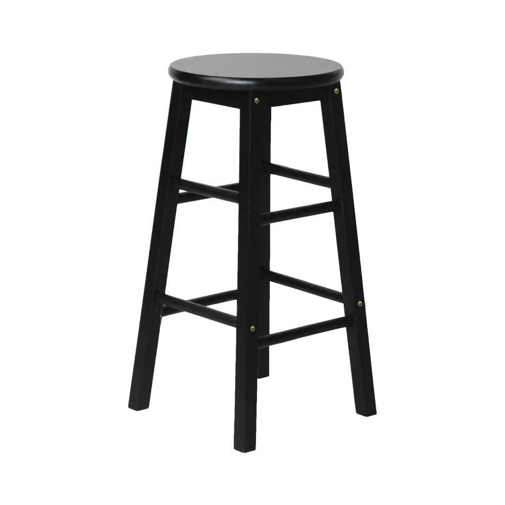 Artiss 2x Bar Stools Round Chairs Wooden Black - Mekamart Australia