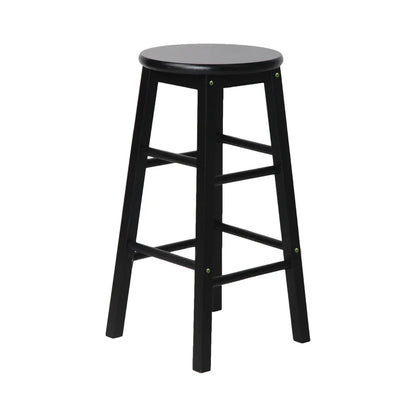 Artiss 2x Bar Stools Round Chairs Wooden Black - Mekamart Australia