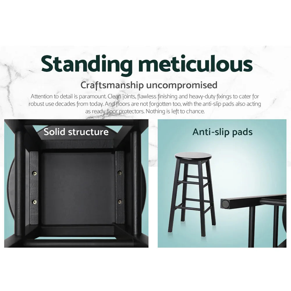Artiss 2x Bar Stools Round Chairs Wooden Black - Mekamart Australia